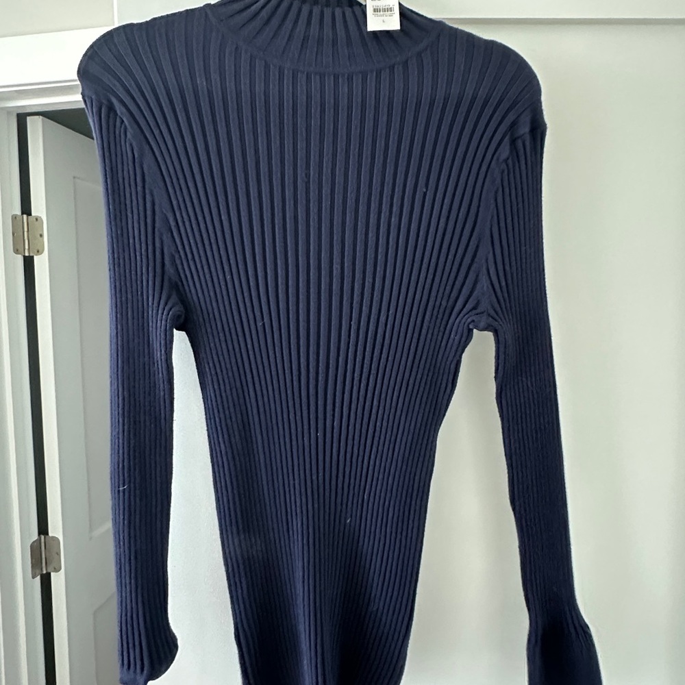 LOFT Charcoal Ribbed Knit Top